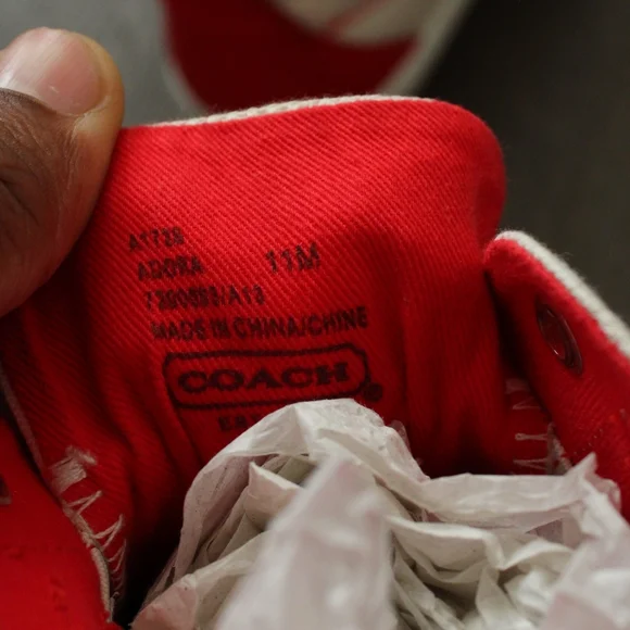 Coach Kids' Slip-On Canvas Sneakers in Red and White - Picture 7 of 9